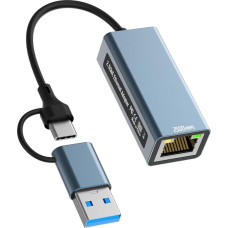 USB LAN Adapter USB C 2.5Gbps Ethernet Adapter USB 3.0 to RJ45 LAN Network Adapter 2500 Mbps Ethernet Adapter Compatible with Windows 7/8/10/XP, Mac OS, Linux, Vista, etc