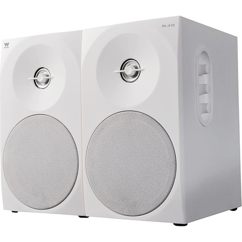 Woxter Dynamic Line 410 White - 2.0 Stereo-Lautsprecher (angetrieben mit 150W Leistung, Holz, 4, Woofer, 2 Hochtöner, 3,5 mm, RCA, Bassreflex-Control (Lautstärke, Höhen, Bass), weiß, SO26-075