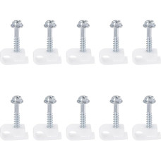 sourcing map 10 x einzelne Koaxialkabel-Clips, 6 mm, Schraubclip, elektrischer Kabelhalter, Kunststoff-Drahtklemmen für Kabelmanagement, Weiß