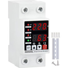 DIHOOL Apsauga nuo viršįtampių DIN bėgelis ir žemos įtampos apsauga AC 230 V 1-63 A Reguliuojama srovės apsauga nuo perkrovos 8,8 KVA Apsauga nuo įtampos