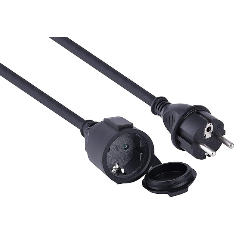 Electraline 01665 Extension Cable IP44 (10 m Cable, H07RN-F 3G2.5, for Outdoor Use and Construction Sites) Black, Black