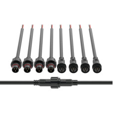 BTF-LIGHTING 3-Pin Waterproof Electrical Plug 18AWG IP65 Male Socket 7.87 in/20 cm Extension Cable for Boat, Indoor/Outdoor LED Strip/Strip Light 22 mm Nut Large 5 Pairs