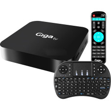 GIGATV HD809 TV Box Android 2-16GB Smart TV Box 1080P Ultra HD 4K HDR WiFi 2,4 GHz Multimedia Player Mini belaidė klaviatūra ir nuotolinio valdymo pultas