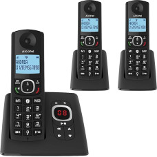 Alcatel F530 Voice Trio Cordless Phone with Answering Machine and 3 Handsets - Call Lock and Hands-Free Calling - Black