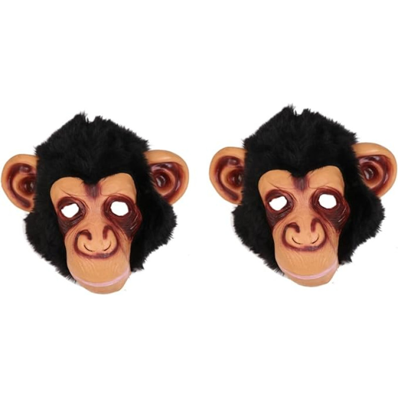 ABOOFAN Pack of 2 Halloween Orangutan Costume Chimpanzee Mouth Masks Face with Full Children's Monkey Hair Animal Gorilla Head Mask Dress Large Party Novelty Funny Horror Up Cover