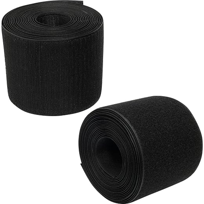 AERZETIX - C66015 - Velcro tape / roll 100 mm 5 metres - organiser/cable tie - strap for clothes bags - made of polyamide and polyester - colour: black