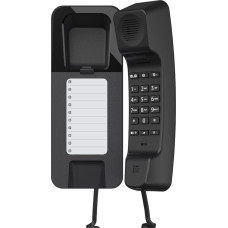 Gigaset Desk 200 Corded Space Saving Telephone with Elastic Cable 10 Speed Dial Entries Redial MFV or Pulse Selector Adjustable Black [German Version]