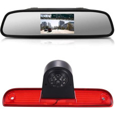 4.3 Inch Rear View Mirror Monitor + Rear View Camera Transporter in 3rd Brake Light HD Rear View Camera for Fiat Ducato X250 X290 Bus Box/Peugeot Boxter/Citroen Jumper, HD Car Rear View Mirror for All