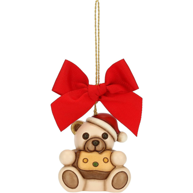 THUN - Christmas Decoration, Teddy Decorated with Large Ceramic Panettone by Hand - Gift Idea Christmas 2022-5.7 x 4.5 x 6 cm H