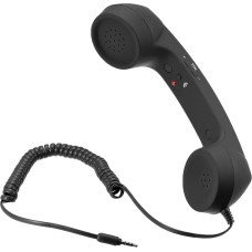 sourcing map 3.5 mm Retro Telephone Receiver for Microphone Speaker Black