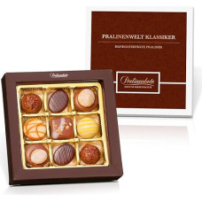 Pralinenbote Genussmanufaktur - Pralinenwelt Classic su 9 rankų darbo šokoladinėmis šokoladinėmis šokoladinėmis, ypatinga šokolado dovana
