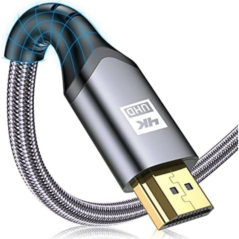 HDMI kabelis 7,5 m 4K, sweguard Didelės spartos 60 Hz 18 Gbps HDMI 2.0 į HDMI su Hernet/Audio Return Channel, suderinamas su UHD 2160p, 3D, HD 1080p, HDR, HDCP 2.2 ARC, Ethernet, PS4, Xbox, HDTV, monitoriumi