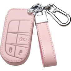 ontto PU odos automobilio rakto dėklas tinka Chrysler 300C Jeep Renegade Compass Grand Cherokee Dodge Fiat 500X nuotolinio valdymo pulto dangtelis Key Fob apsauginis dangtelis Key Box Pink B