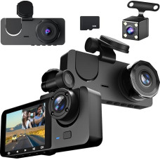 Automobilinė kamera su 4K raiška, automobilinė prietaisų skydelio kamera, 1080P prietaisų skydelio kamera su 32 GB SD kortele, automobilinė kamera su parkavimo stebėjimo funkcija, judesio aptikimo funkcija, infraraudonųjų spindulių naktinio matymo funkcij