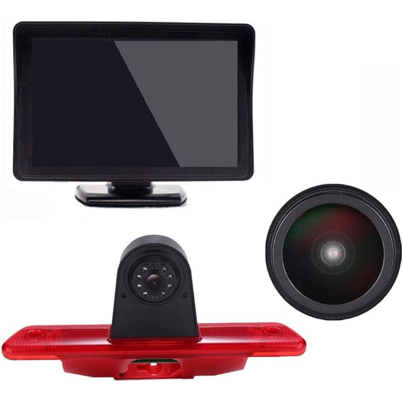 18 mm objektyvas Aukščiausios kokybės galinio vaizdo kamera + 4,3 colių TFT LCD ekranas Automobilio monitorius Stabdžių žibintas Automobilio stogo galinio vaizdo kamera Peugeot Expert / Fiat Scudo / Citroen Jumpy 2007 - 2016