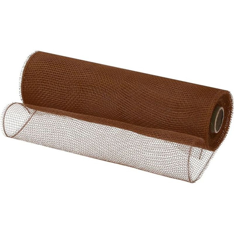 sourcing map Burlap Netting 10 colių x 10 jardų PP Dekoratyvinės akių juostos juostelės apvynioti juostelės Kalėdų vainikas Šalies apdaila Amatų girliandos (ruda, 1 vnt.)