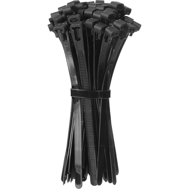 sourcing map 16 Zoll Wiederverwendbare Kabelbinder Verstellbare Kabelbinder 50 lbs Zugfestigkeit Abnehmbare Innen- und Außenbefestigung Schwarz 100 Stück