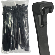 EzySup Wiederverwendbare Kabelbinder, strapazierfähig, für den Außenbereich, 200 mm x 7,6 mm, 55 kg Zugfestigkeit, 100 Stück, Schwarz