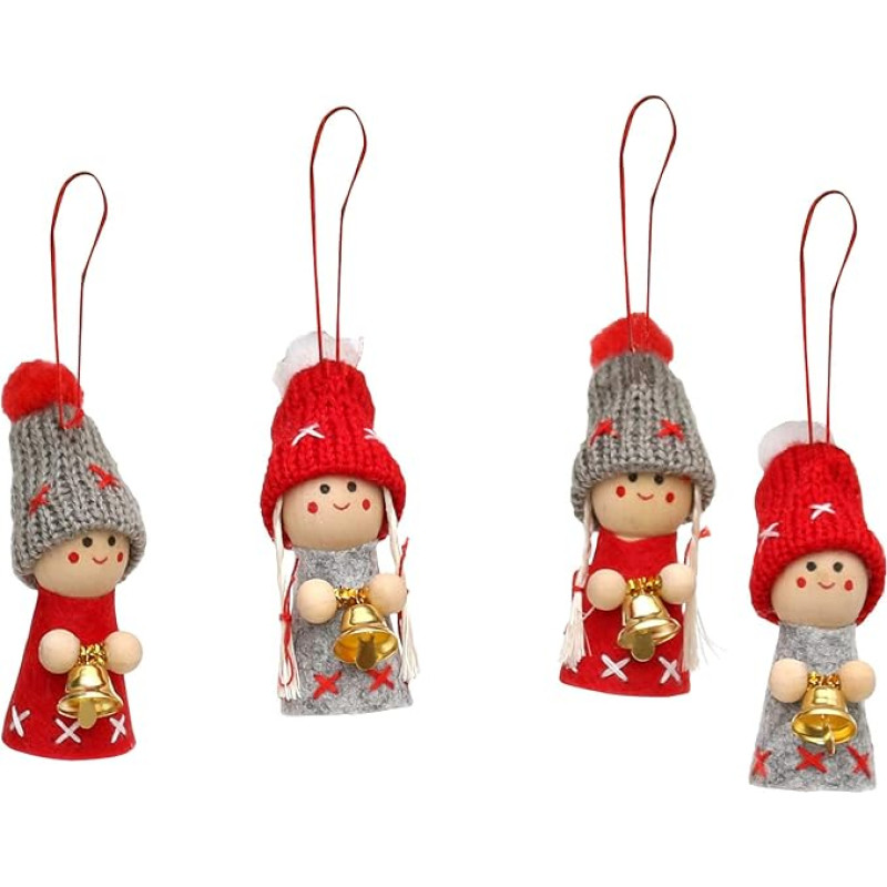 Knitted Doll/Christmas Gnome Tree Decorations In A Set Of 2 Or 4
