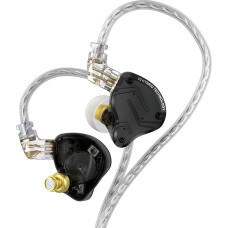 KZ ZS10 Pro X ausinių monitorius, patobulintos 4BA 1DD KZ ausinės su keliais vairuotojais ausinėse IEM su nuimamu sidabriniu vėlavimu su 2 kontaktų kabelio lydiniu audiofilams (tamsios spalvos, be mikrofono)