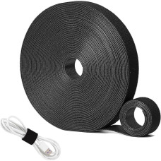 Kabliukų ir kilpų juosta, 5 m reguliuojami kabeliniai kaklaraiščiai su 25 sagtimis, laisvas pjovimo ilgis, juoda, daugkartinio naudojimo tvirtinimo kabeliniai kaklaraiščiai, 