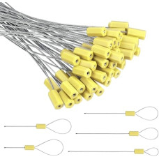 PATIKIL 50 plieninių apsauginių kabelių plombų pakuotė 10 colių sunumeruotos tempimo vielos saugos žymos, skirtos laivybos konteinerių sunkvežimiams, geltonos spalvos
