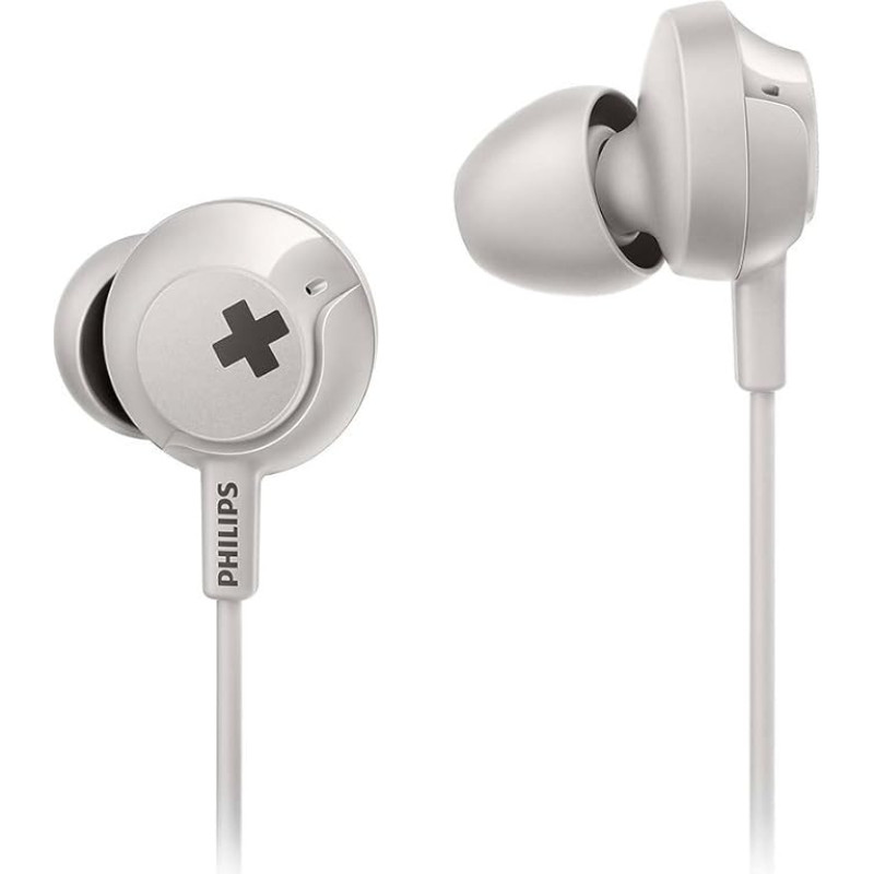 PHILIPS Audio SHE4305WT/00 In-Ear Kopfhörer (tūrinės ausinės, integruotas mikrofonas, geriamoji izoliacija, ergonomiškas dizainas, 3 ausinės) weiß