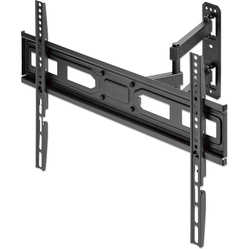 MANHATTAN televizoriaus sieninis laikiklis, skirtas ekranams nuo 37 iki 70 colių ir iki 35 kg, visiškai judantis, reguliuojamas horizontaliai, juodas