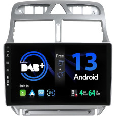 SXAUTO - Įmontuotas DAB - Android 13 IPS automobilinis radijas Peugeot 307 SW CC (2002-2013) - Įmontuotas Carplay/Android Car - LED kamera + MIC - 4G + 64G - 360-CAM vairo valdymas Fast Boot WiFi - 2 DIN