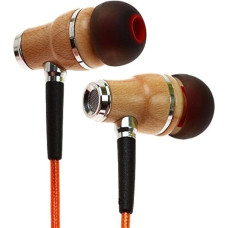 Symphonized NRG 2.0 Premium IN Ear KOPFHÖRER Ohrhörer aus edlem Holz und Mikrofon - Geräuschisolierende Ohrstöpsel für Zuhause und Unterwegs, perfekt zum Musikhören oder beim Sport (Orange)