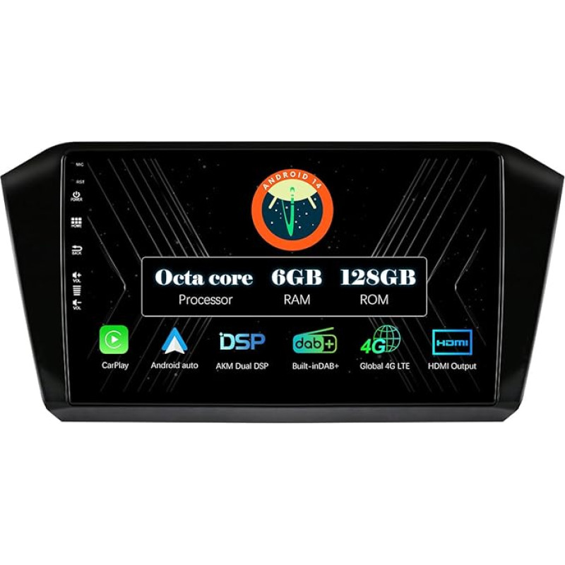 MISONDA 2 Din [Integriertes Carplay/4G/DAB+/HDMI] Android 14 Autoradio passend für VW Passat B8 2015-2019 - [6G+128G] - Kostenlose Kamera+Mikrofon - DSP SWC 4G WiFi AUX GPS Kopfeinheit 10 Zoll IPS