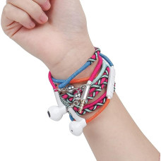 URIZONS In-Ear spalvingas ausinių kabelis - ausinės su mikrofonu ir nuotolinio valdymo pulteliu Rankų darbo audinių pintas tribe Thread Wrapped Bracelet