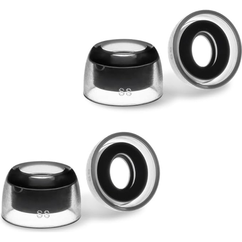 AZLA SednaEarfit Crystal for Bose Earbuds - pakaitiniai ausų kištukai Bose QuietComfort Ultra, QC Earbuds II, silikoniniai ausų kištukai, antgaliai su triukšmo mažinimo skylute (SS)