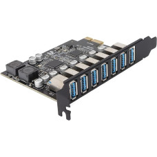 ASHATA 7 prievadų PCIE išplėtimo kortelė, 5 Gb/s didelės spartos PCIe - USB 3.2 išplėtimo kortelė stalinio kompiuterio prievado kortelei, palaiko 