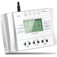 80A saulės energijos įkrovimo valdiklis, 12V 24V saulės energijos valdiklis 80A, skirtas maks. 48 V įėjimas su šviesos ir laikmačio valdymu USB 5 V išėjimas
