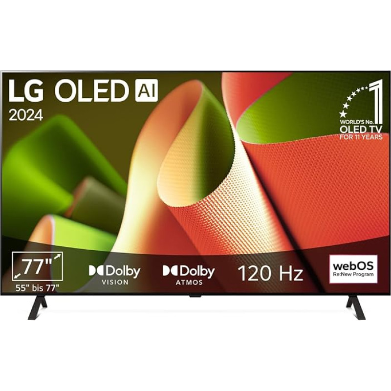 LG OLED77B4ELA TV 195 cm (77 Inch) OLED TV (α8 4K AI Processor, webOS 24, Dolby Vision, up to 120Hz) [Model Year 2024]