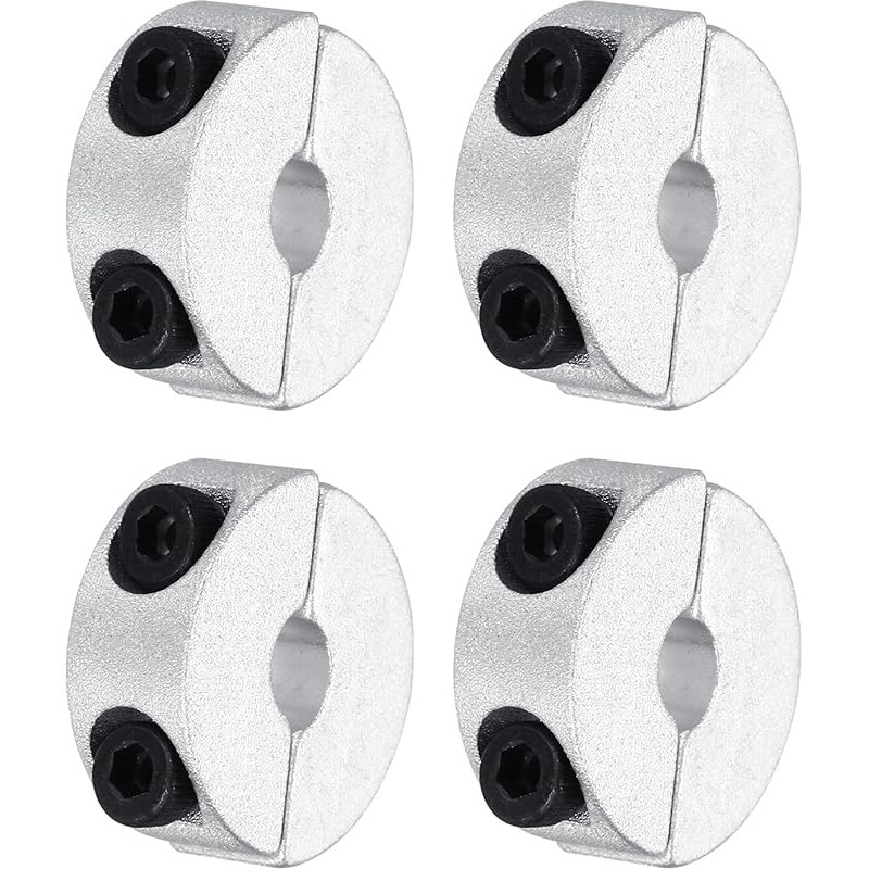 sourcing map Schaftmanschette, 0,6 cm Bohrung, doppelt geteilt, Aluminium, Klemmmanschetten mit Stellschraube, 4 Stück