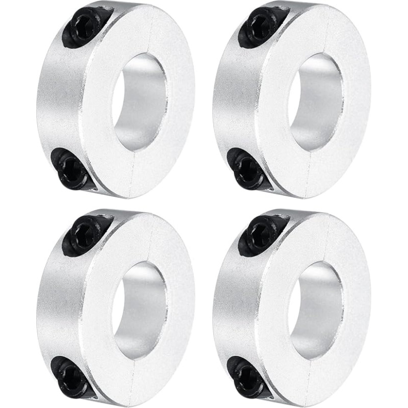 sourcing map Schaftmanschette 0,79 Zoll Bohrung doppelt geteilte Aluminium-Klemmkragen Schaftmanschetten mit Stellschraube 4 Stück