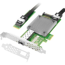 Euqvos Ethernet tinklo kortelė Intel 82599ES Chipset M.2 + M Key + SFF 8087 M.2 to 10Gb Single Port SFP+ LAN Card Support Windows Server/Windows/Linux/VMware/ESX