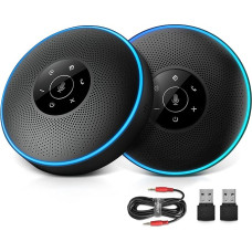 EMEET Bluetooth Conference Speaker Set - 2 x Speakers with Dongle, Conference Speaker with Microphone, 360° Voice Recognition, Plug & Play, for Calls, Conferences, Online Meeting, Classes, Office,