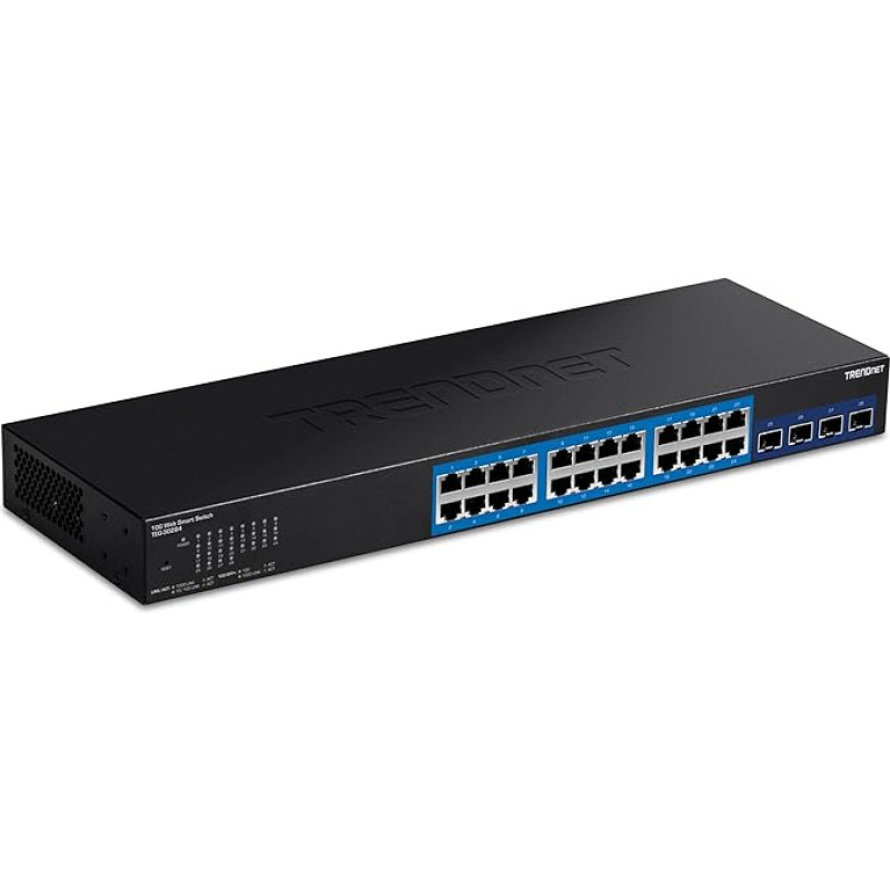 TRENDnet 28-Port Web Smart Switch with 24 x Gigabit Ports & 4 x 10G SFP+ Slots, Lifetime Protection, TEG-30284