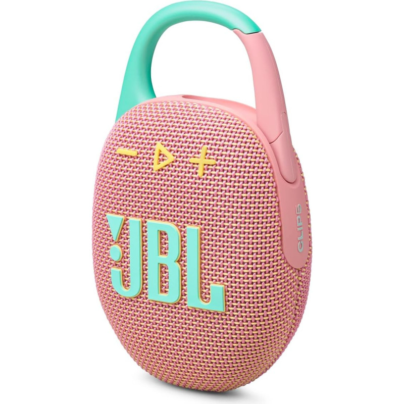 JBL Clip 5 in Pink - Portable Bluetooth Speaker Box with JBL Pro Sound, Deep Bass and Playtime Boost Function - Waterproof and Dustproof - 12 Hours Runtime