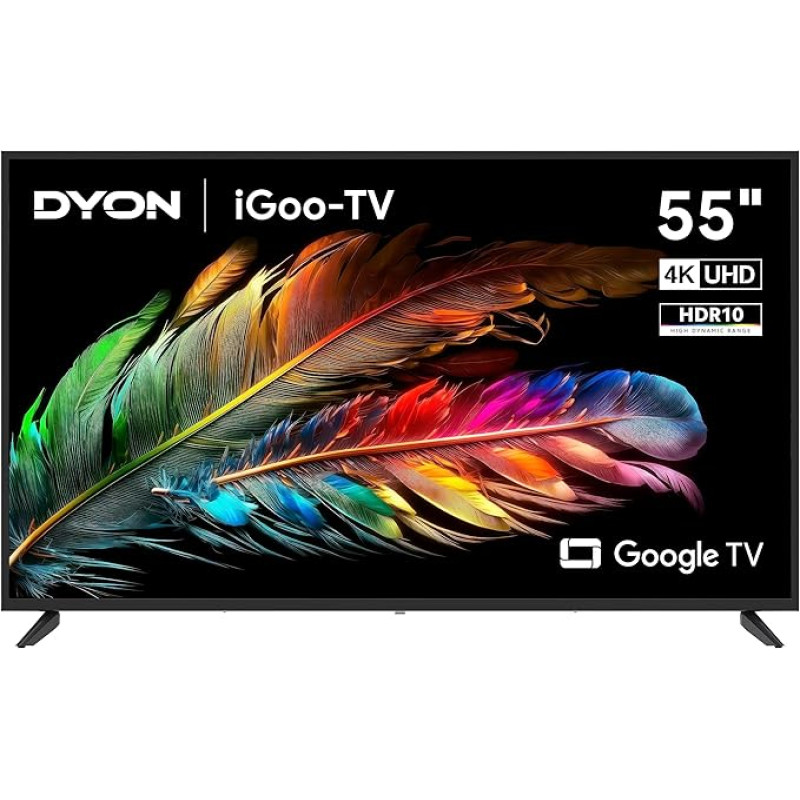 DYON iGoo-TV 55U 139 cm (55 Inch) Google TV (4K UHD, HD Triple Tuner, Prime Video, Netflix, Google Play Store for DAZN, Disney+, Apple TV+, Paramount+, Waipu.tv and Much, Google Assistant) [Mod. 2023]