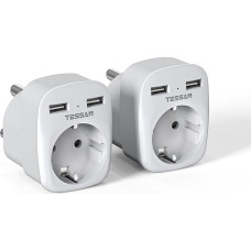 TESSAN South Africa Adaptor with USB, 3-in-1 Travel Adapter South Africa, 1 Socket Adapter South Africa with 2 USB, 2500 W Travel Plug Namibia, Adapter Type M for South Africa, Namibia, Lesotho