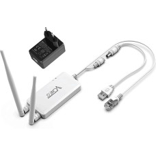 VONETS VAP11S Pramoninis 2,4 GHz WLAN tiltas, mini WiFi maršrutizatoriaus stiprintuvas iš Ethernet į WiFi su maitinimo adapteriu, 2 RJ45 prievadai, DC/USB maitinimo šaltinis, 2 antenos DVR PLC tinklo įrenginiams