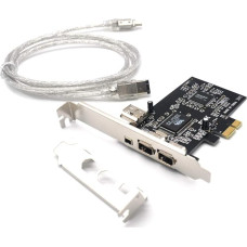 Padarsey PCIe 3 prievadų 1394A Firewire išplėtimo kortelė PCI Express (1x) į išorinį IEEE 1394 adapterio valdiklį (2 x 6 kontaktų + 1 x 4 kontaktų) su žemo profilio laikikliu staliniam kompiuteriui ir DV prievadui