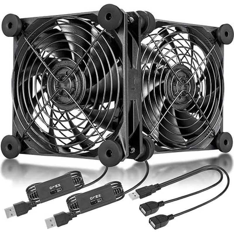 upHere USB Fan, Multi-Speed Control, with Metal Grill Protection Case Fan 120 mm for PC/TV Box/Receiver/AV Cabin/PS4/Router, N12U04