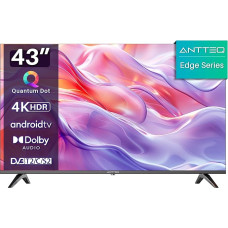 Antteq Q43 Edge QLED Smart TV, 43 Inch (TV 109 cm) 4K, HDR, Frameless, App Store (10,000+ Apps), Bluetooth Voice Assistant, WiFi 2.4G/5G