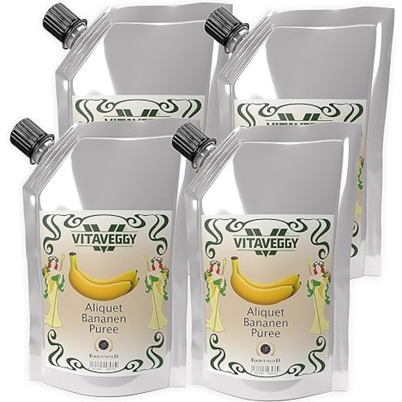 Vitavegy Puree Banana 1 kg Fruit Puree from Aged Bananas by Food-United Banana Puree for Banana Smoothie Banana Juice Banana Porridge Banana Puree Baby Porridge without Flavouring and Preservatives
