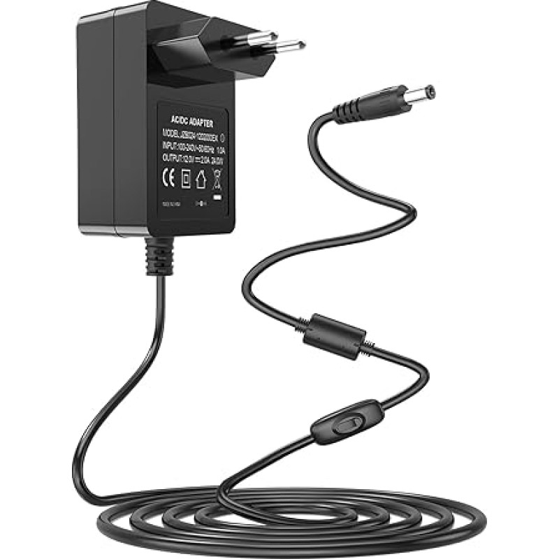 12V 2A AC Adapter Power Cable for Audio-Technica AT-LP60X-BK, AT-LP60X-BW, AT-LP120XUSB-BK Turntable with Direct Drive